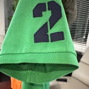 MENS Green R.L. Polo with black+white detailing